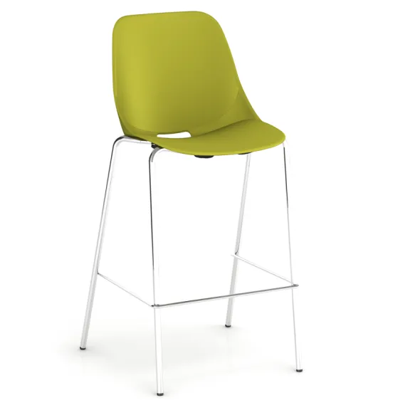 Chaise haute Bakea - polypropylène - piétement chrome - lot de 2