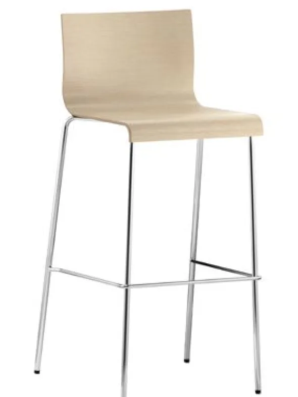 Chaise haute Kuadra coque multipli hêtre - 4 pieds chrome - lot de 2