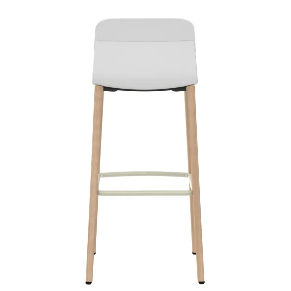 Chaise haute 4 pieds bois Klik - assise tissu - dossier polypropylène -hauteur d'assise 77,5 cm