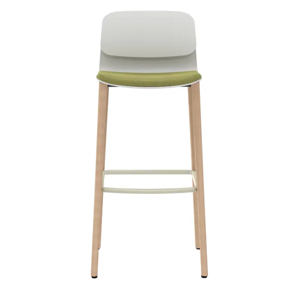 Chaise haute 4 pieds bois Klik - assise tissu - dossier polypropylène -hauteur d'assise 77,5 cm