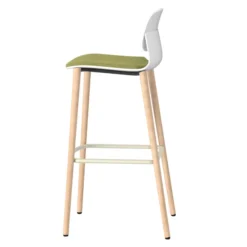 Chaise haute 4 pieds bois Klik - assise tissu - dossier polypropylène -hauteur d'assise 77,5 cm