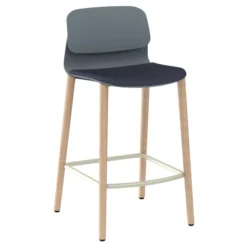 Chaise haute 4 pieds bois Klik - assise tissu - dossier polypropylène - hauteur d'assise 64,5 cm