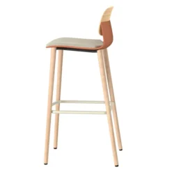 Chaise haute 4 pieds bois Klik - assise tissu - dossier chêne - hauteur d'assise 77,5 cm