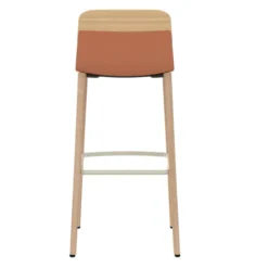 Chaise haute 4 pieds bois Klik - assise tissu - dossier chêne - hauteur d'assise 77,5 cm