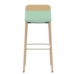 Chaise haute 4 pieds bois Klik - assise polypropylène - dossier chêne - hauteur d'assise 76 cm