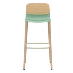 Chaise haute 4 pieds bois Klik - assise polypropylène - dossier chêne - hauteur d'assise 76 cm