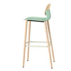 Chaise haute 4 pieds bois Klik - assise polypropylène - dossier chêne - hauteur d'assise 76 cm