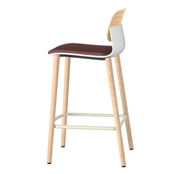 Chaise haute 4 pieds bois Klik - assise tissu - dossier chêne - hauteur d'assise 64,5 cm