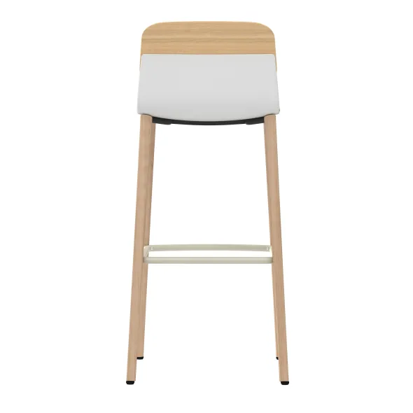 Chaise haute 4 pieds bois Klik - assise textile enduit - dossier chêne - hauteur d'assise 77,5 cm