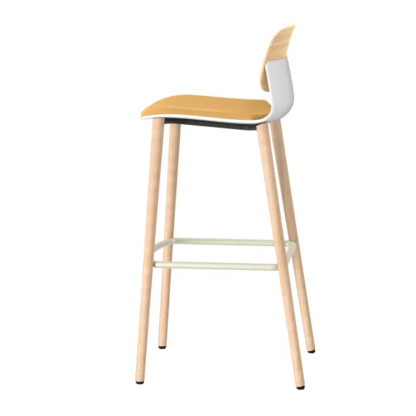 Chaise haute 4 pieds bois Klik - assise textile enduit - dossier chêne - hauteur d'assise 77,5 cm