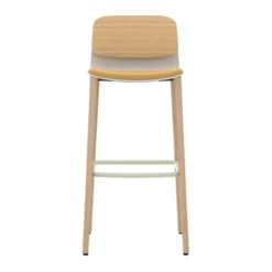 Chaise haute 4 pieds bois Klik - assise textile enduit - dossier chêne - hauteur d'assise 77,5 cm