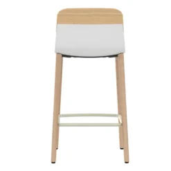 Chaise haute 4 pieds bois Klik - assise textile enduit - dossier chêne - hauteur d'assise 64,5 cm