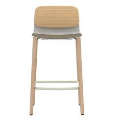 Chaise haute 4 pieds bois Klik - assise textile enduit - dossier chêne - hauteur d'assise 64,5 cm