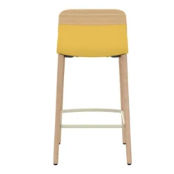 Chaise haute 4 pieds bois Klik - assise polypropylène - dossier chêne - hauteur d'assise 63 cm