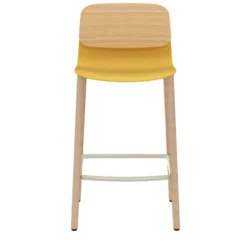 Chaise haute 4 pieds bois Klik - assise polypropylène - dossier chêne - hauteur d'assise 63 cm