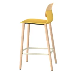Chaise haute 4 pieds bois Klik - assise polypropylène - dossier chêne - hauteur d'assise 63 cm