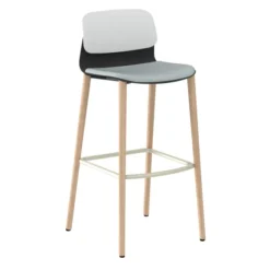Chaise haute 4 pieds bois Klik - assise textile enduit - dossier polypropylène - hauteur d'assise 77,5 cm