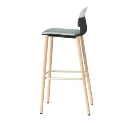 Chaise haute 4 pieds bois Klik - assise textile enduit - dossier polypropylène - hauteur d'assise 77,5 cm