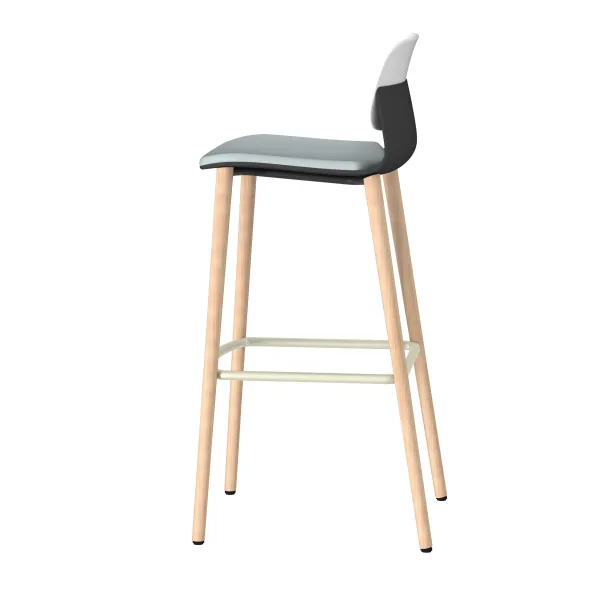 Chaise haute 4 pieds bois Klik - assise textile enduit - dossier polypropylène - hauteur d'assise 77,5 cm