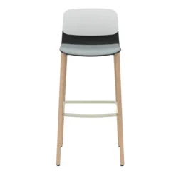 Chaise haute 4 pieds bois Klik - assise textile enduit - dossier polypropylène - hauteur d'assise 77,5 cm