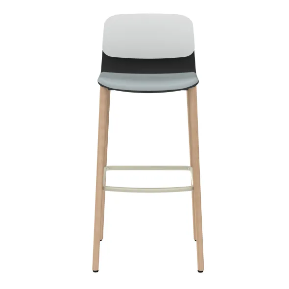 Chaise haute 4 pieds bois Klik - assise textile enduit - dossier polypropylène - hauteur d'assise 77,5 cm
