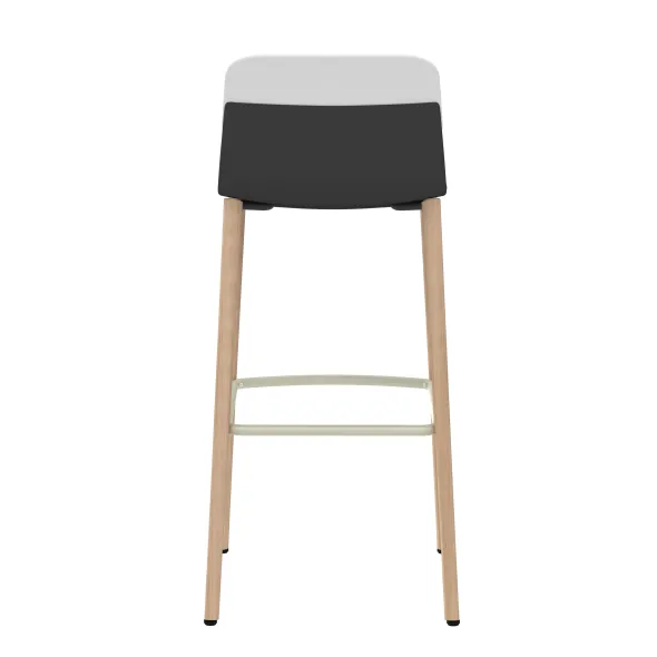 Chaise haute 4 pieds bois Klik - assise textile enduit - dossier polypropylène - hauteur d'assise 77,5 cm