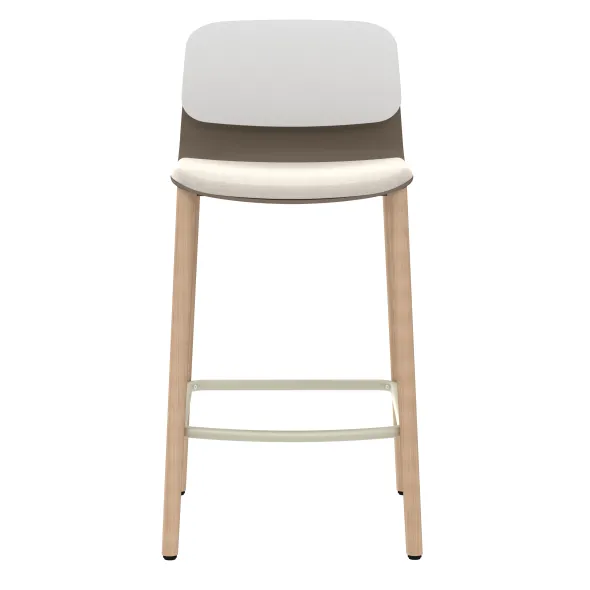 Chaise haute 4 pieds bois Klik - assise textile enduit - dossier polypropylène - hauteur d'assise 64,5 cm