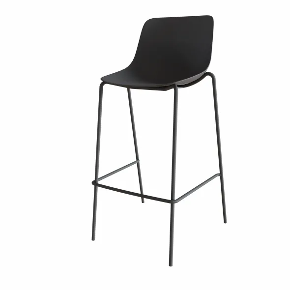 Chaise haute 4 pieds Epure Cafet - coque plastique - 4 pieds métalliques