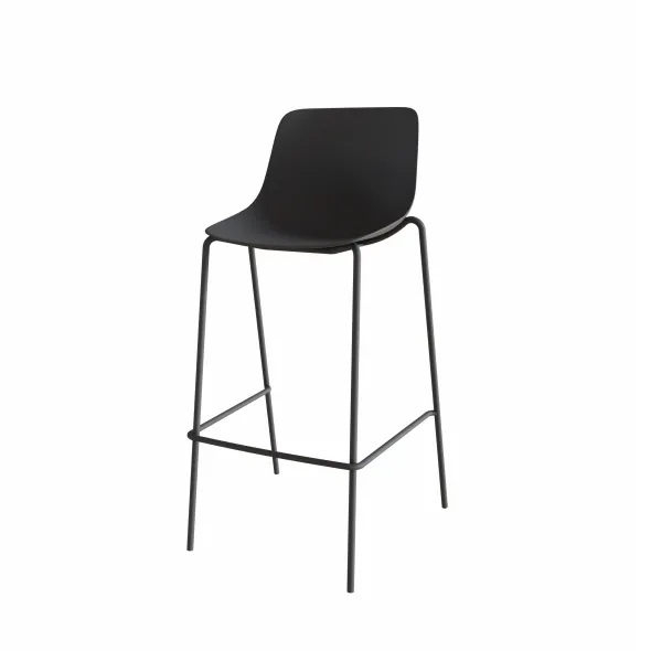 Chaise haute 4 pieds Epure Cafet - coque plastique - 4 pieds métalliques