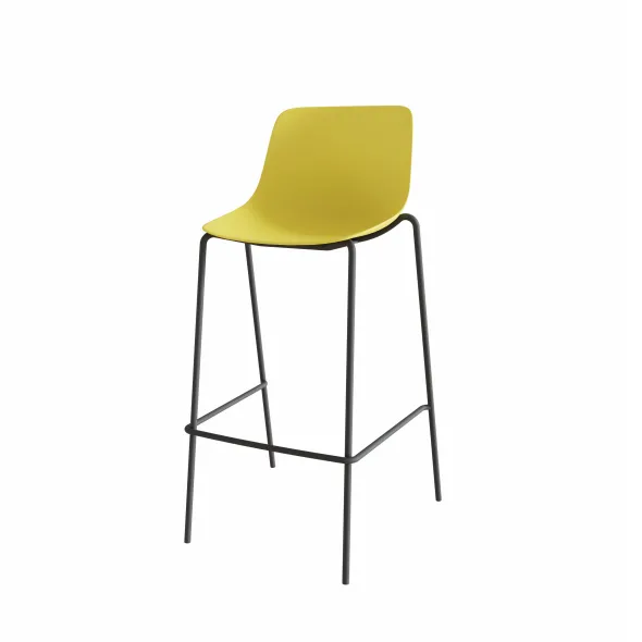 Chaise haute 4 pieds Epure Cafet - coque plastique - 4 pieds métalliques