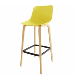 Chaise haute 4 pieds Fina club - coque plastique - 4 pieds bois