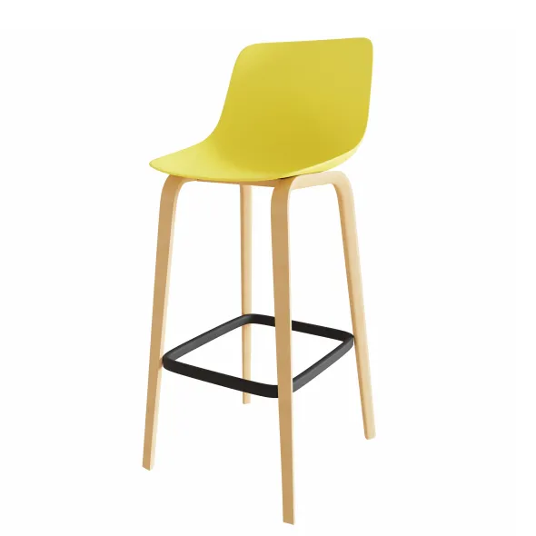 Chaise haute 4 pieds Fina club - coque plastique - 4 pieds bois
