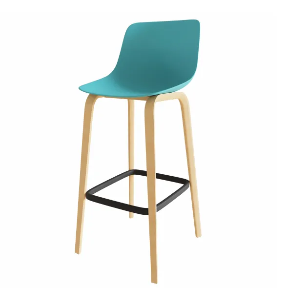 Chaise haute 4 pieds Fina club - coque plastique - 4 pieds bois