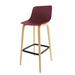 Chaise haute 4 pieds Fina club - coque plastique - 4 pieds bois