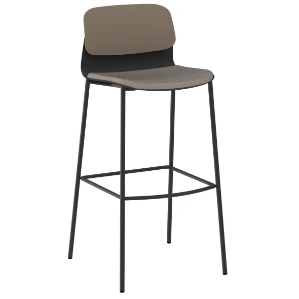 Chaise haute 4 pieds métal Klik - assise tissu - dossier polypropylène - hauteur d'assise 77,5 cm