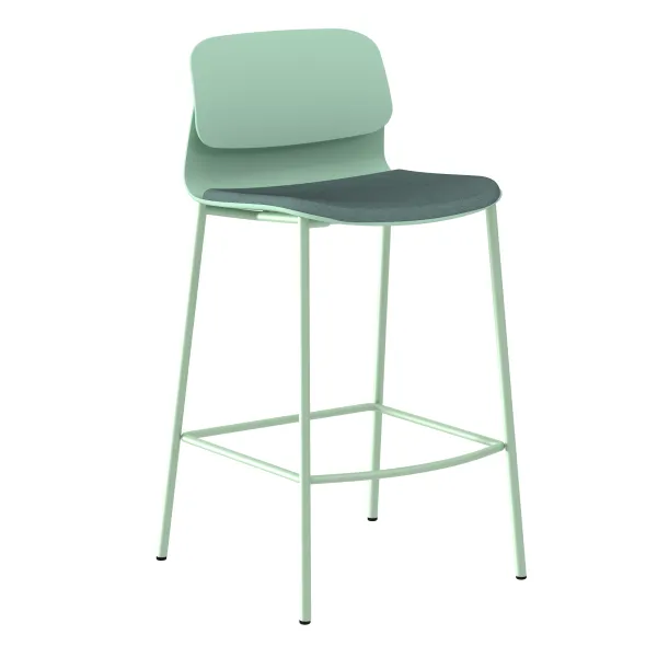 Chaise haute 4 pieds métal Klik - assise tissu - dossier polypropylène - hauteur d'assise 64,5 cm