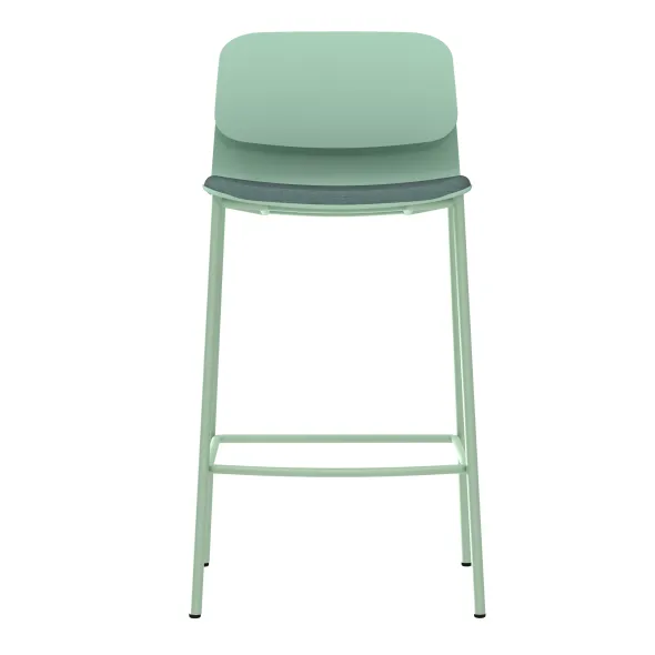 Chaise haute 4 pieds métal Klik - assise tissu - dossier polypropylène - hauteur d'assise 64,5 cm