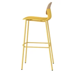 Chaise haute 4 pieds métal Klik - assise polypropylène - dossier chêne - hauteur d'assise 76 cm