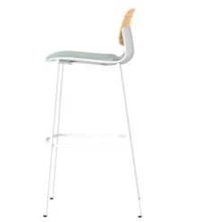 Chaise haute 4 pieds métal Klik - assise tissu - dossier chêne - hauteur d'assise 77,5 cm
