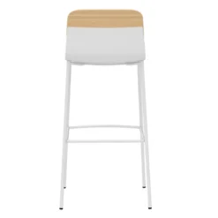 Chaise haute 4 pieds métal Klik - assise tissu - dossier chêne - hauteur d'assise 77,5 cm