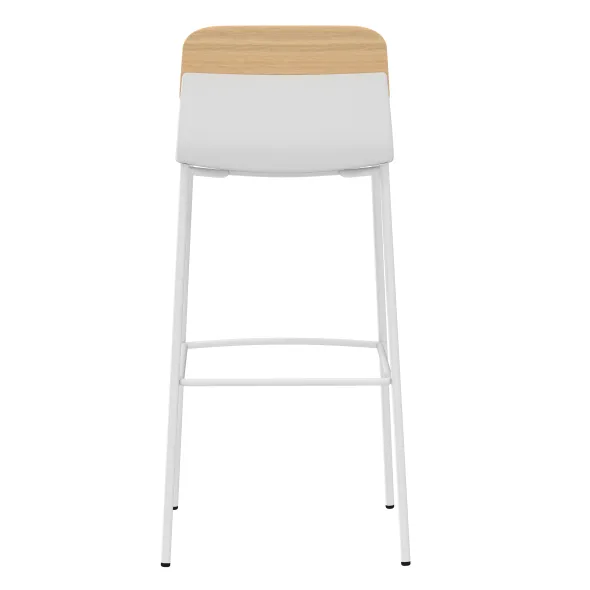 Chaise haute 4 pieds métal Klik - assise tissu - dossier chêne - hauteur d'assise 77,5 cm