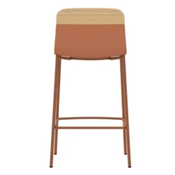 Chaise haute 4 pieds métal Klik - assise polypropylène - dossier chêne - hauteur d'assise 63 cm