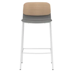Chaise haute 4 pieds métal Klik - assise tissu - dossier chêne - hauteur d'assise 64,5 cm