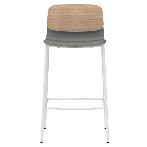 Chaise haute 4 pieds métal Klik - assise tissu - dossier chêne - hauteur d'assise 64,5 cm