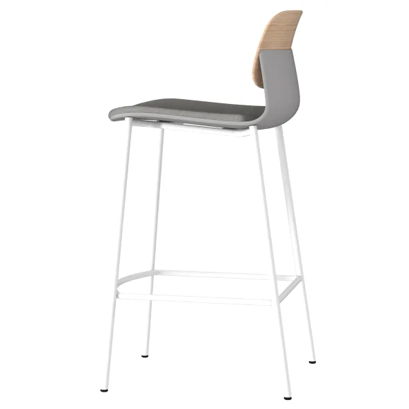 Chaise haute 4 pieds métal Klik - assise tissu - dossier chêne - hauteur d'assise 64,5 cm