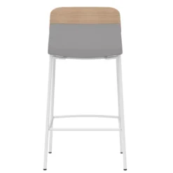 Chaise haute 4 pieds métal Klik - assise tissu - dossier chêne - hauteur d'assise 64,5 cm
