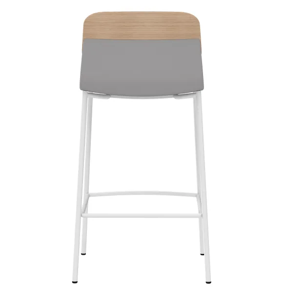 Chaise haute 4 pieds métal Klik - assise tissu - dossier chêne - hauteur d'assise 64,5 cm