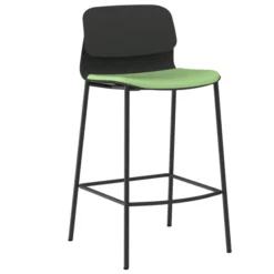Chaise haute 4 pieds métal Klik - assise textile enduit - dossier polypropylène - hauteur d'assise 64,5 cm