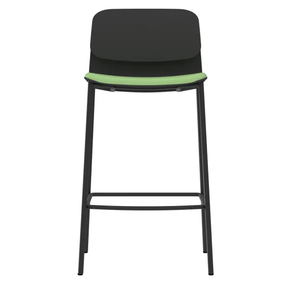 Chaise haute 4 pieds métal Klik - assise textile enduit - dossier polypropylène - hauteur d'assise 64,5 cm