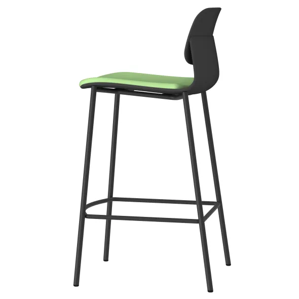 Chaise haute 4 pieds métal Klik - assise textile enduit - dossier polypropylène - hauteur d'assise 64,5 cm